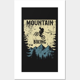 Mountain biking distressed look vintage Posters and Art